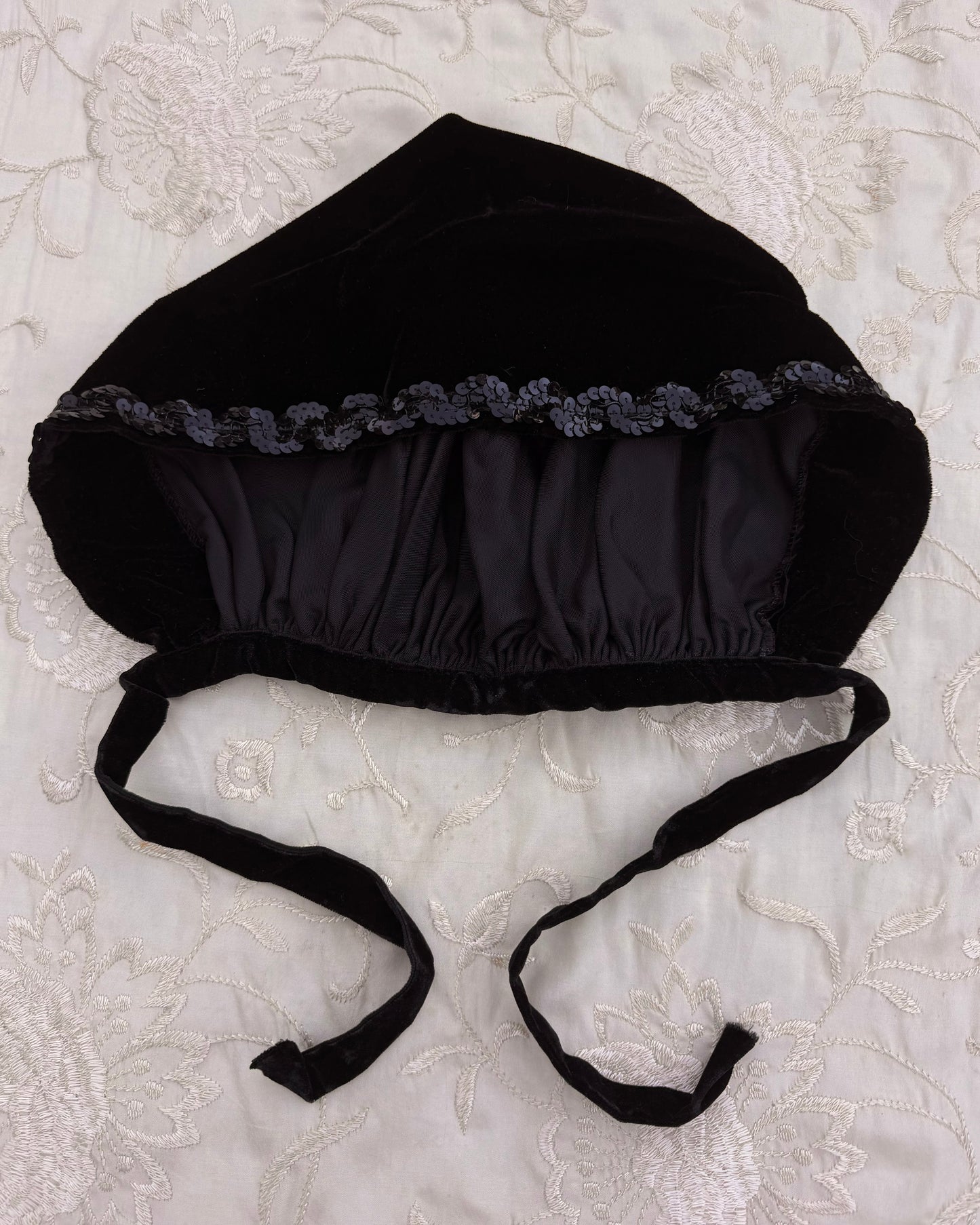 70s Black Velvet Sequined Hood