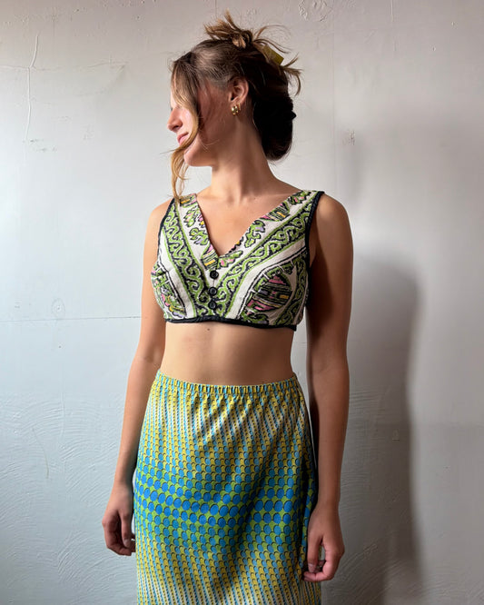 60s Cotton Tapestry Bikini Top [S/M]