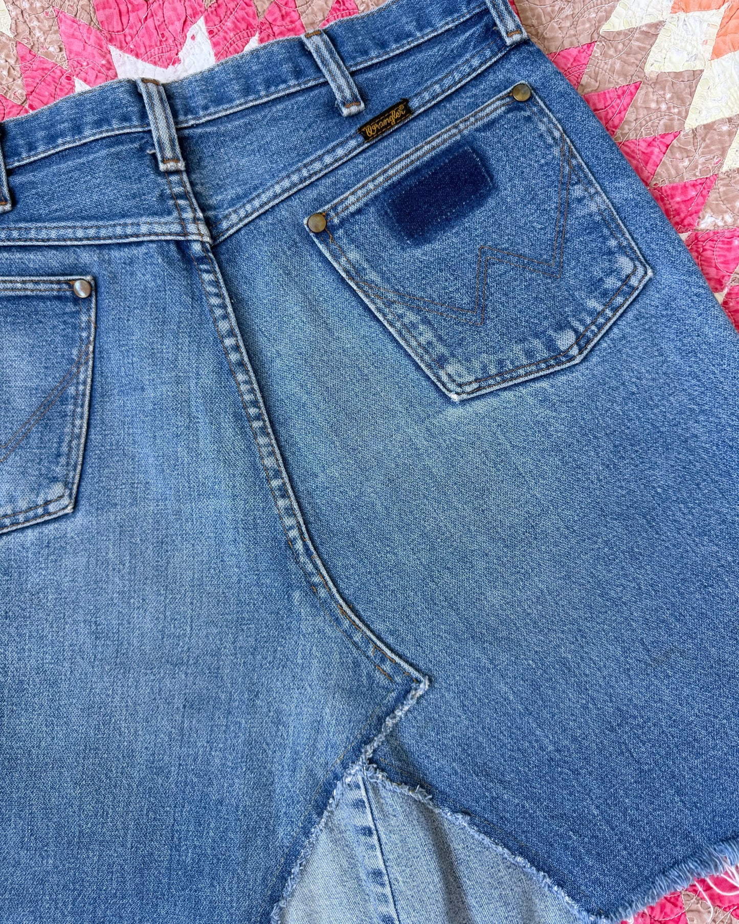 70s DIY Wrangler Denim Skirt [M/L]