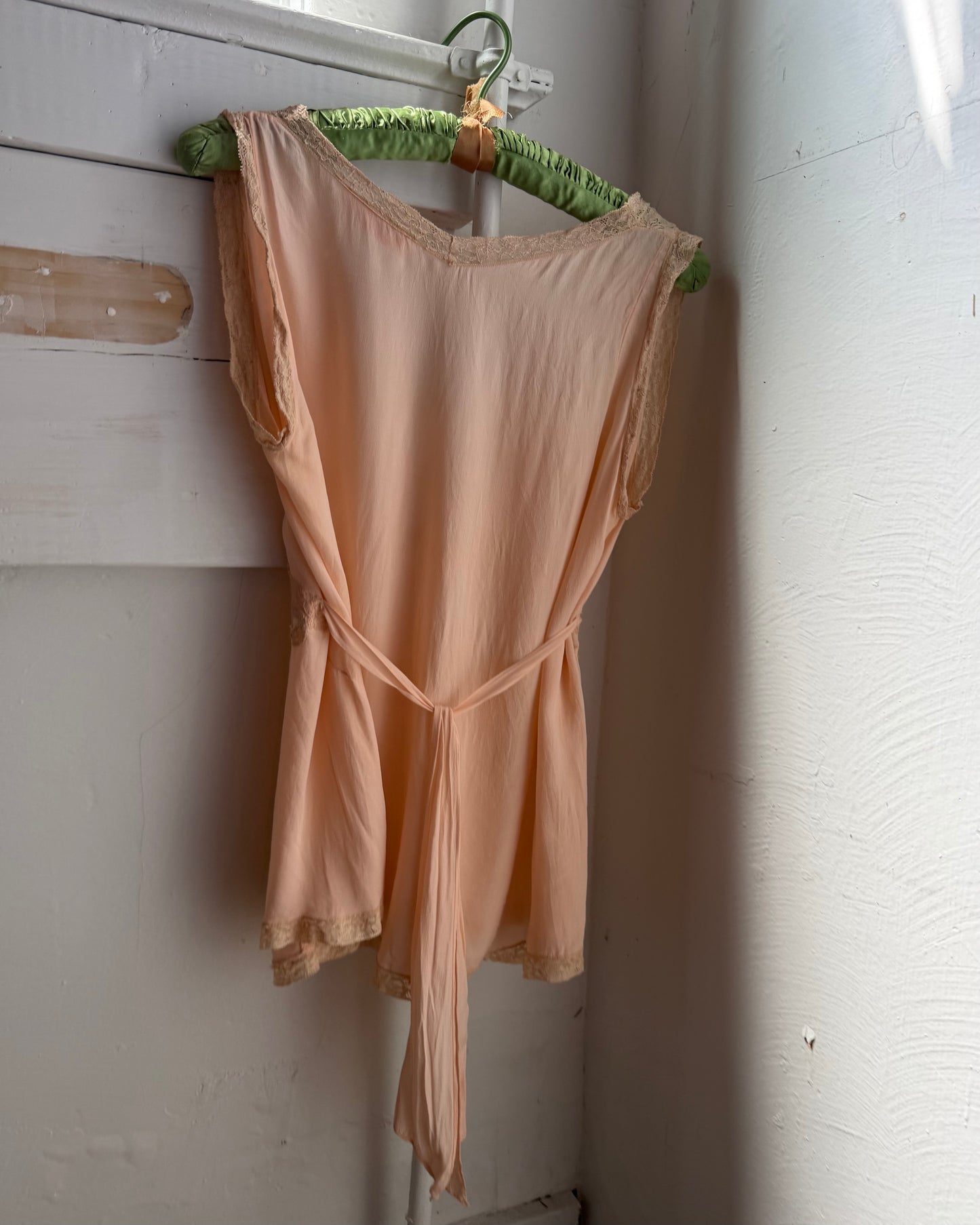 30s Silk Lace Boudoir Blouse [L]