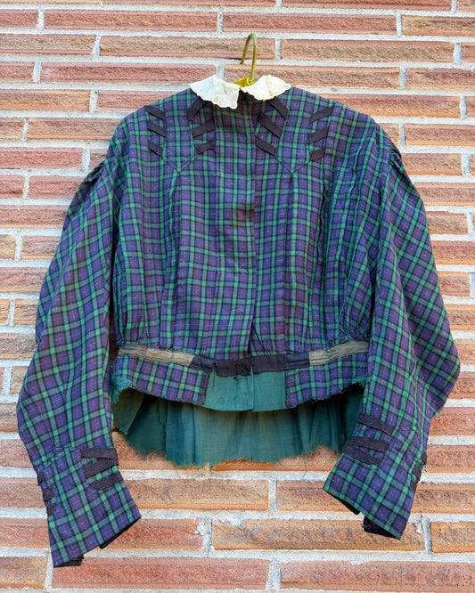 Victorian Plaid Wool Bodice [XS]