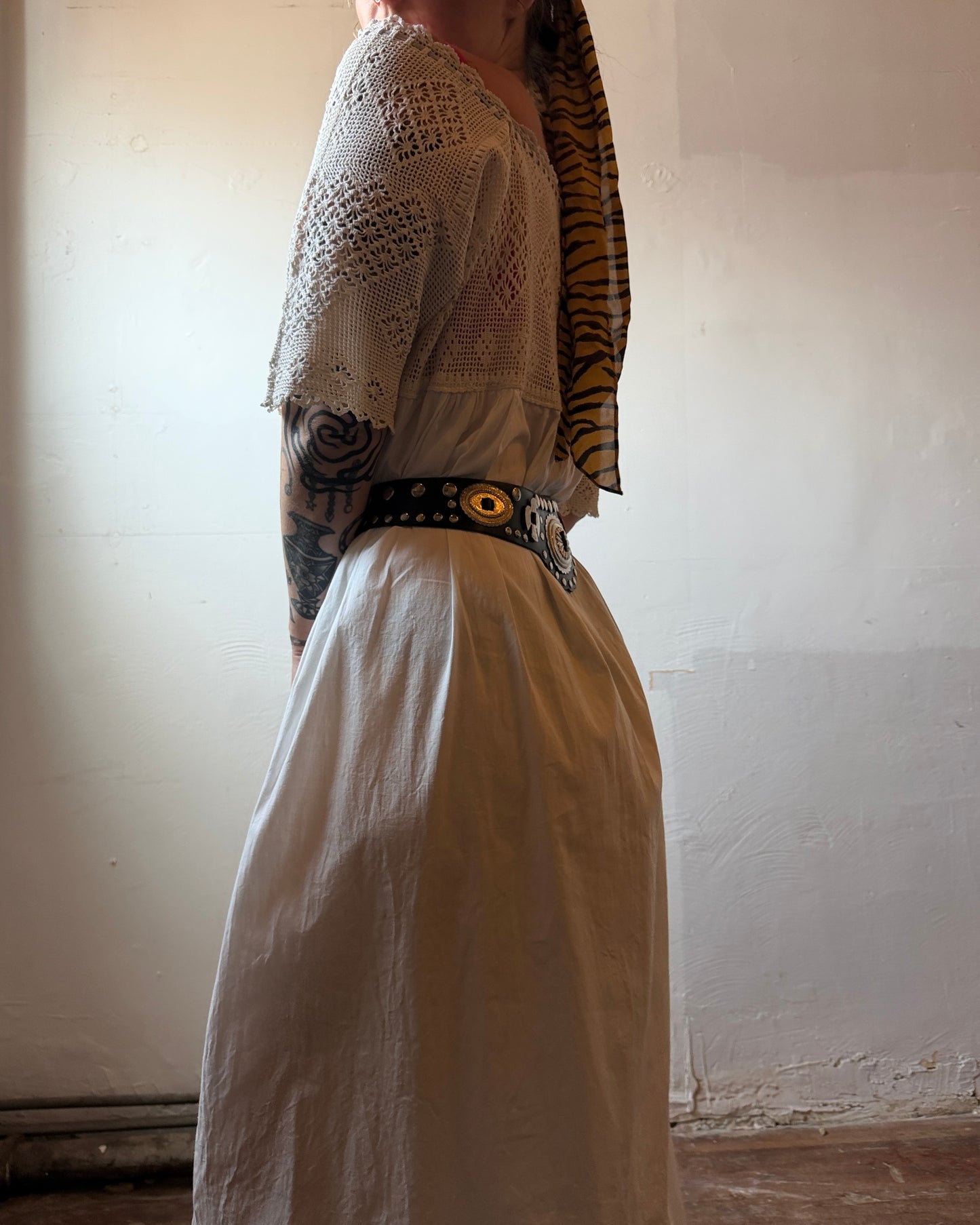 80s Leather Studded Concho Belt [S/M]