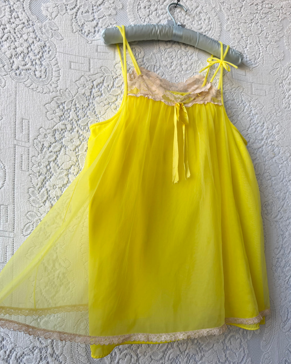 60s Yellow Lace Babydoll Top [M/L]