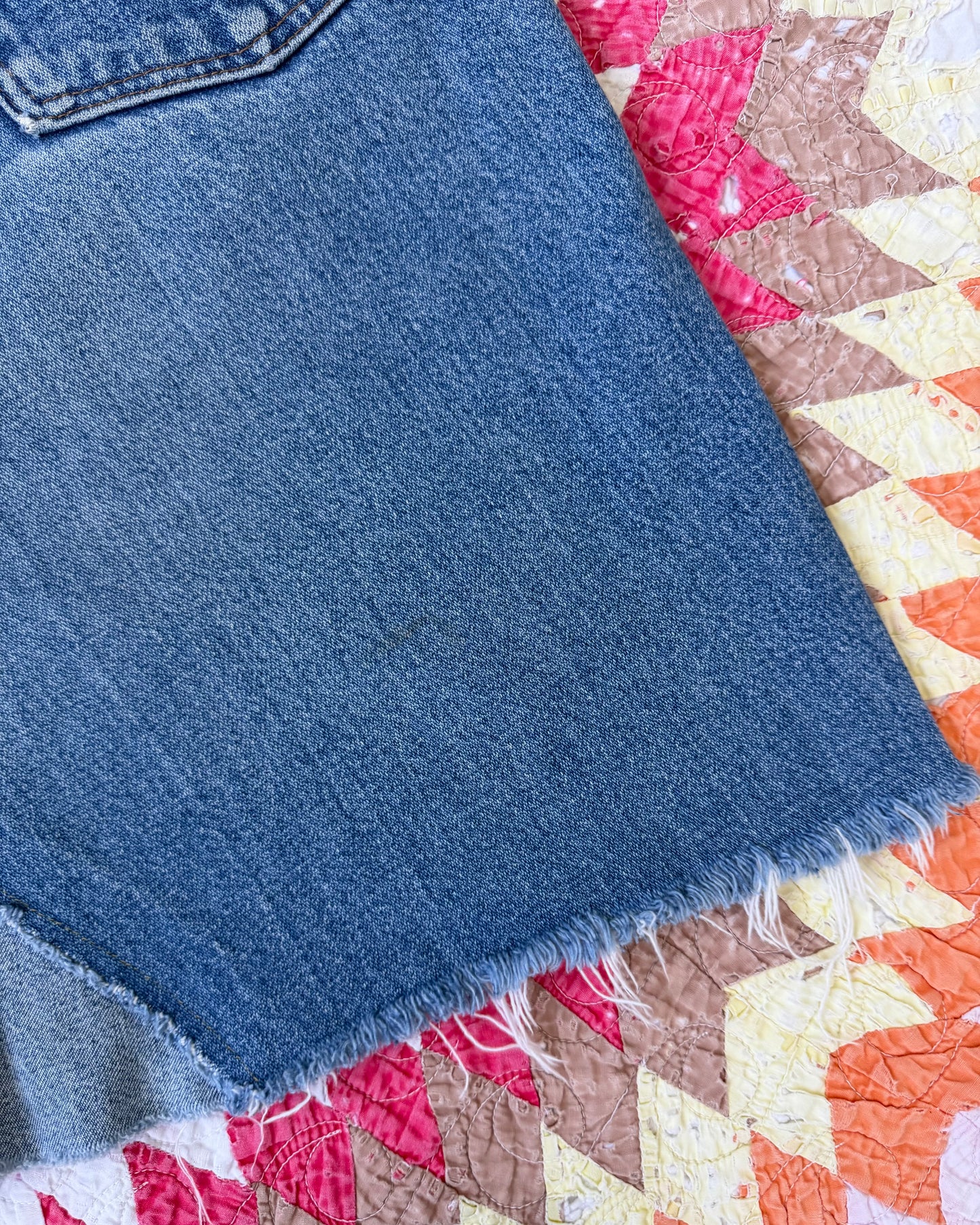70s DIY Wrangler Denim Skirt [M/L]