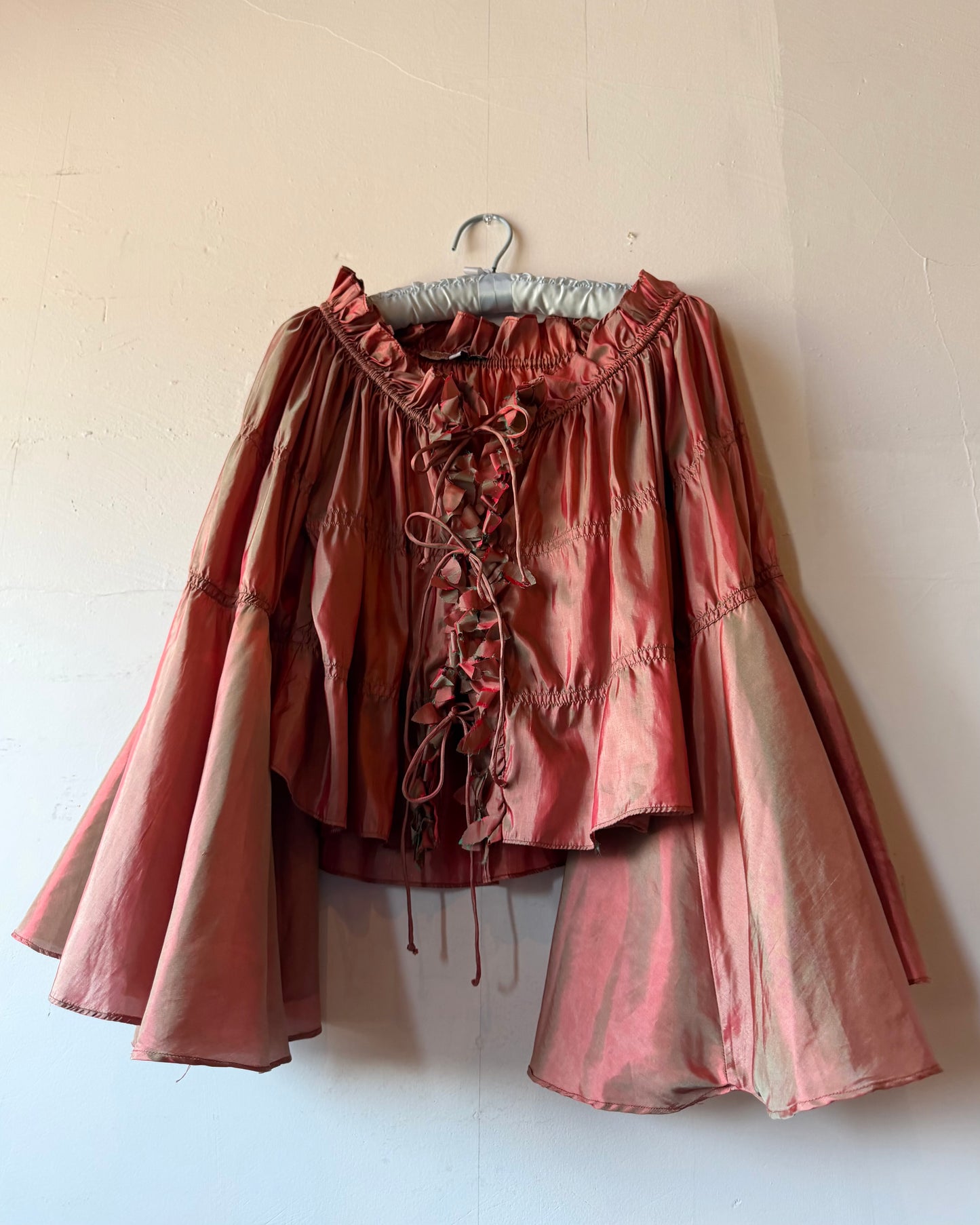 00s Iridescent Trumpet Sleeve Fairy Blouse [L/XL]