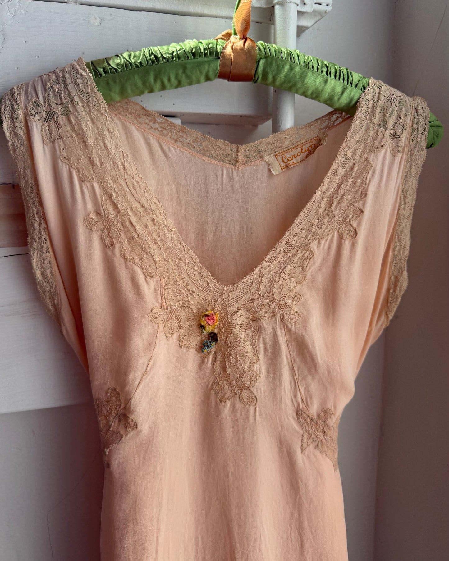 30s Silk Lace Boudoir Blouse [L]