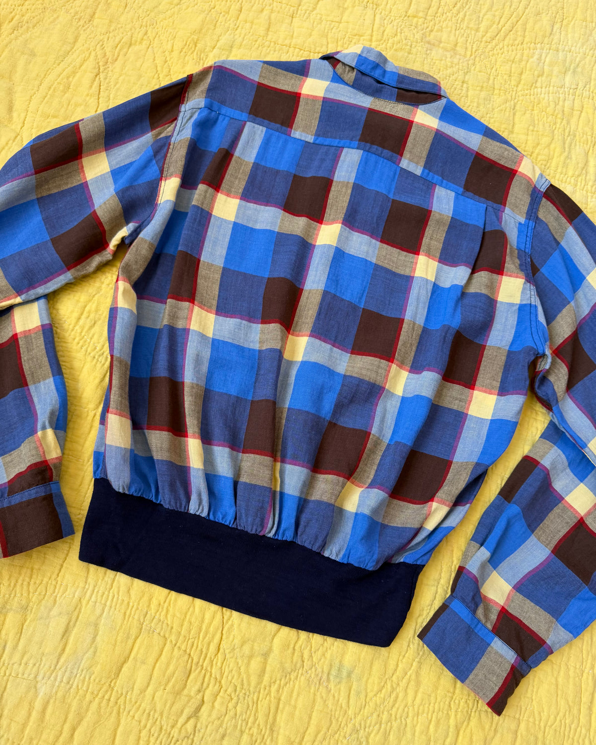 50s Pilgrim Plaid Rayon Gaucho Shirt [M]