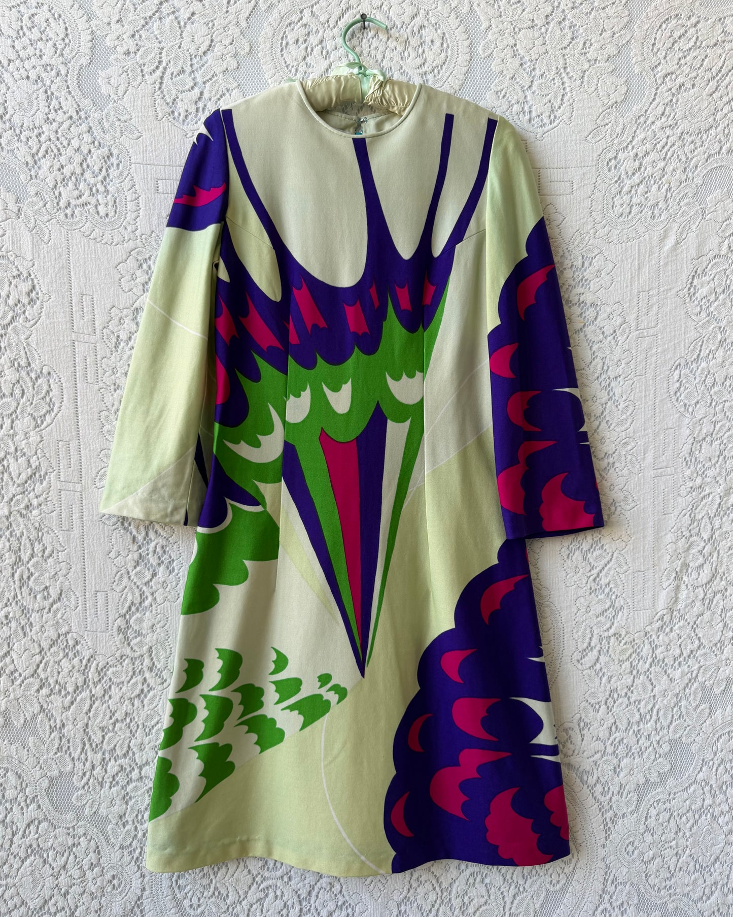 70s Hanae Mori Butterfly Mini Dress [S]