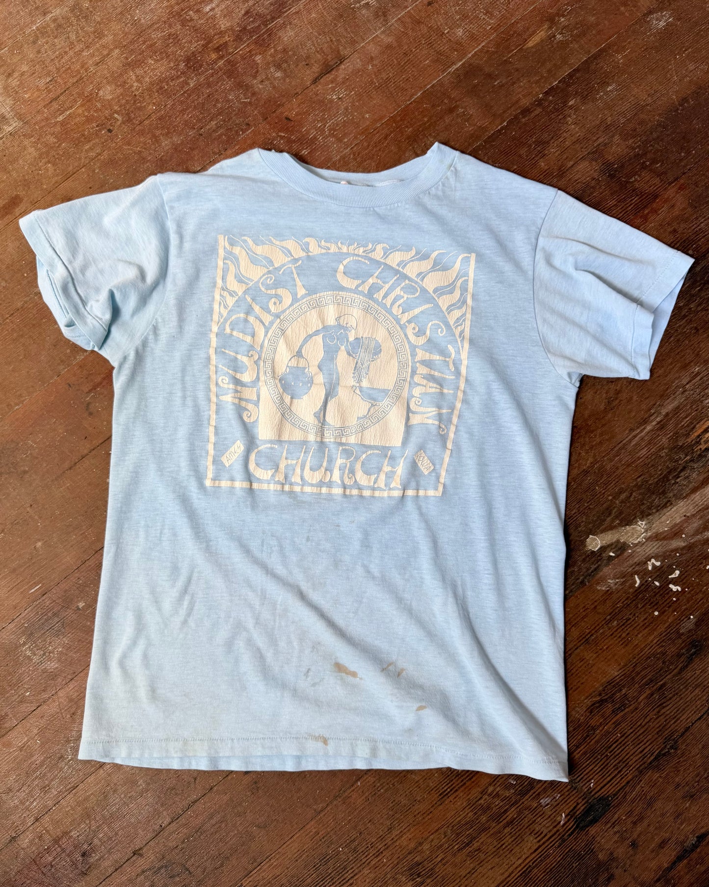 80s Ames Iowa Nudist Christian Church Tee [M/L]