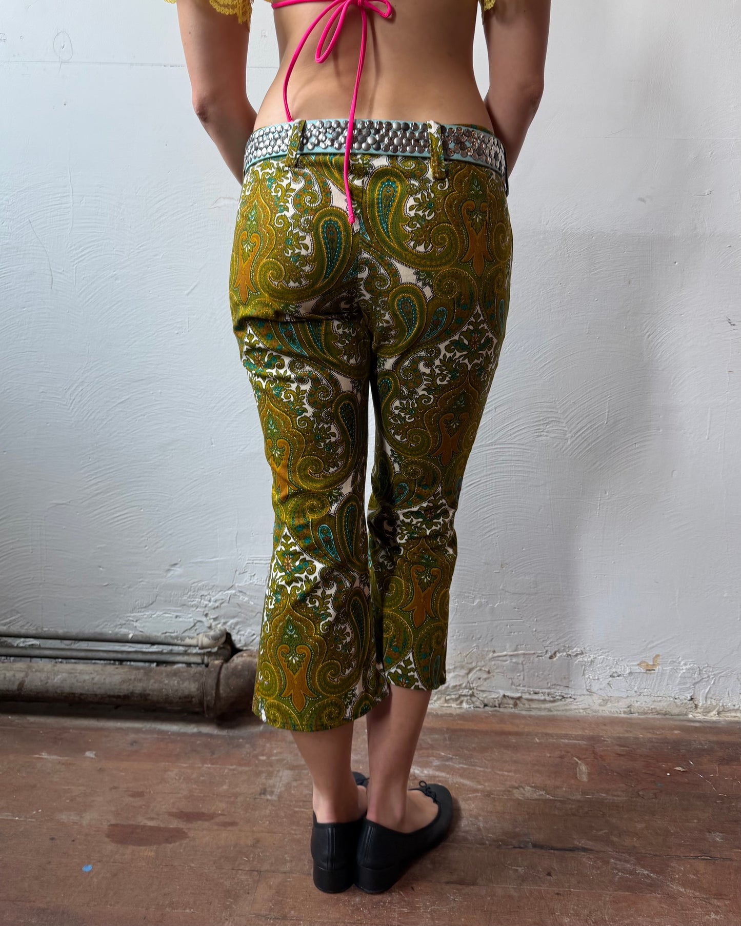 60s Paisley Kick Flare Capris [S/M]