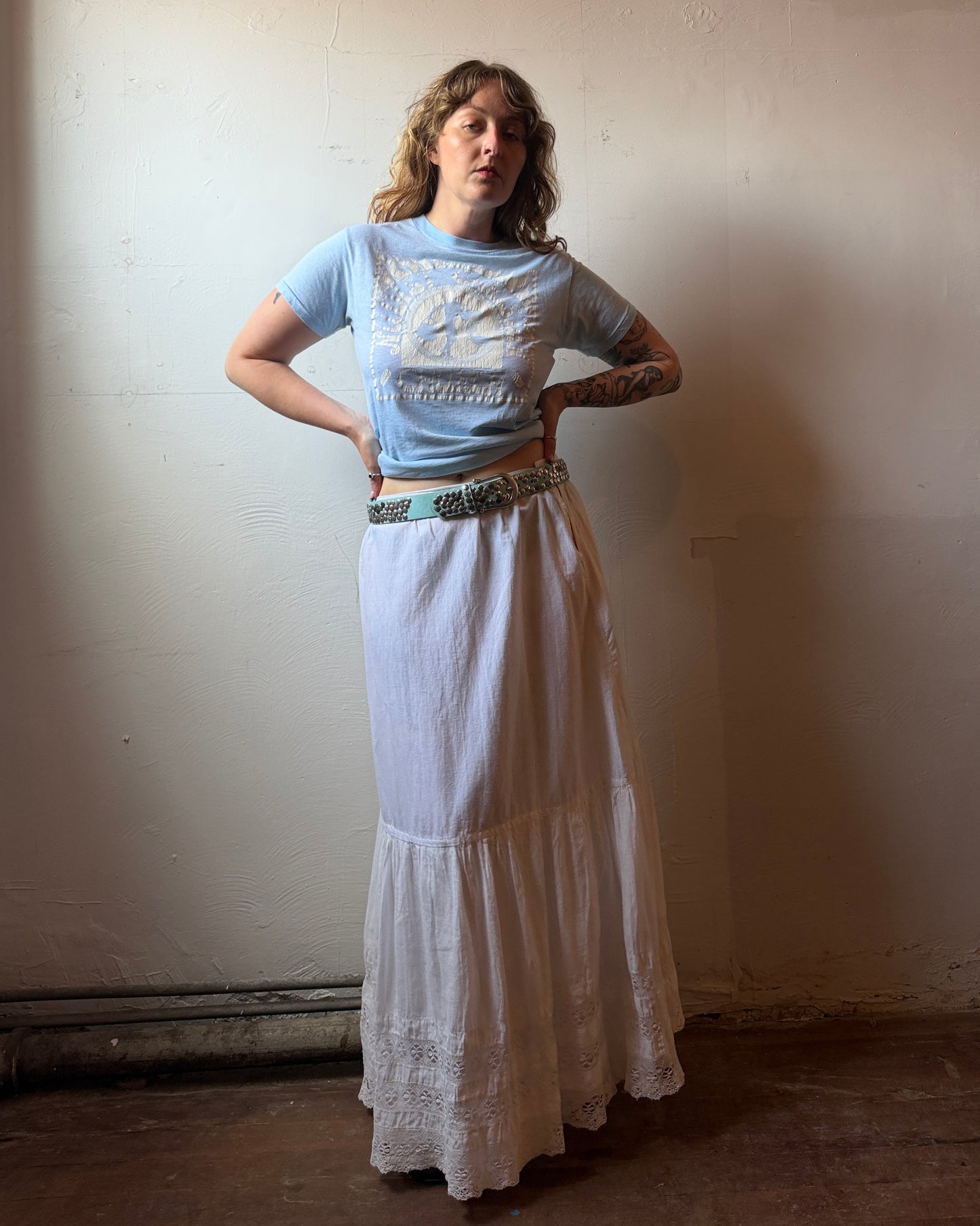 Edwardian Cotton Lace Insert Skirt [33”]