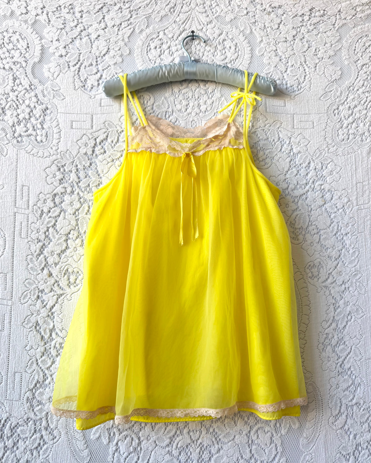 60s Yellow Lace Babydoll Top [M/L]