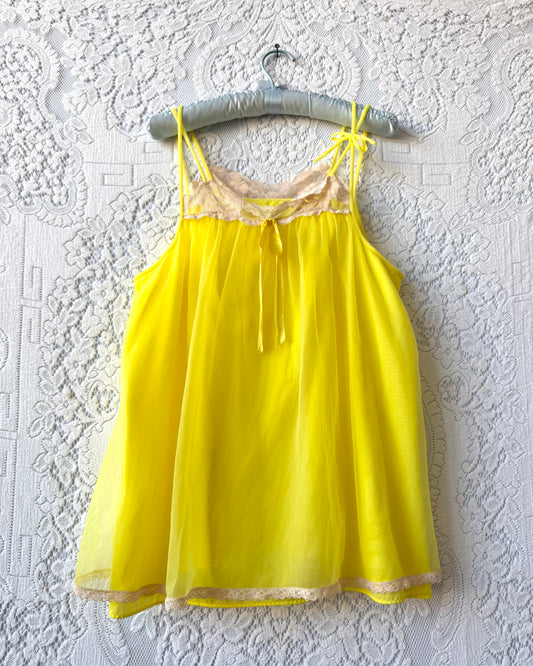 60s Yellow Lace Babydoll Top [M/L]