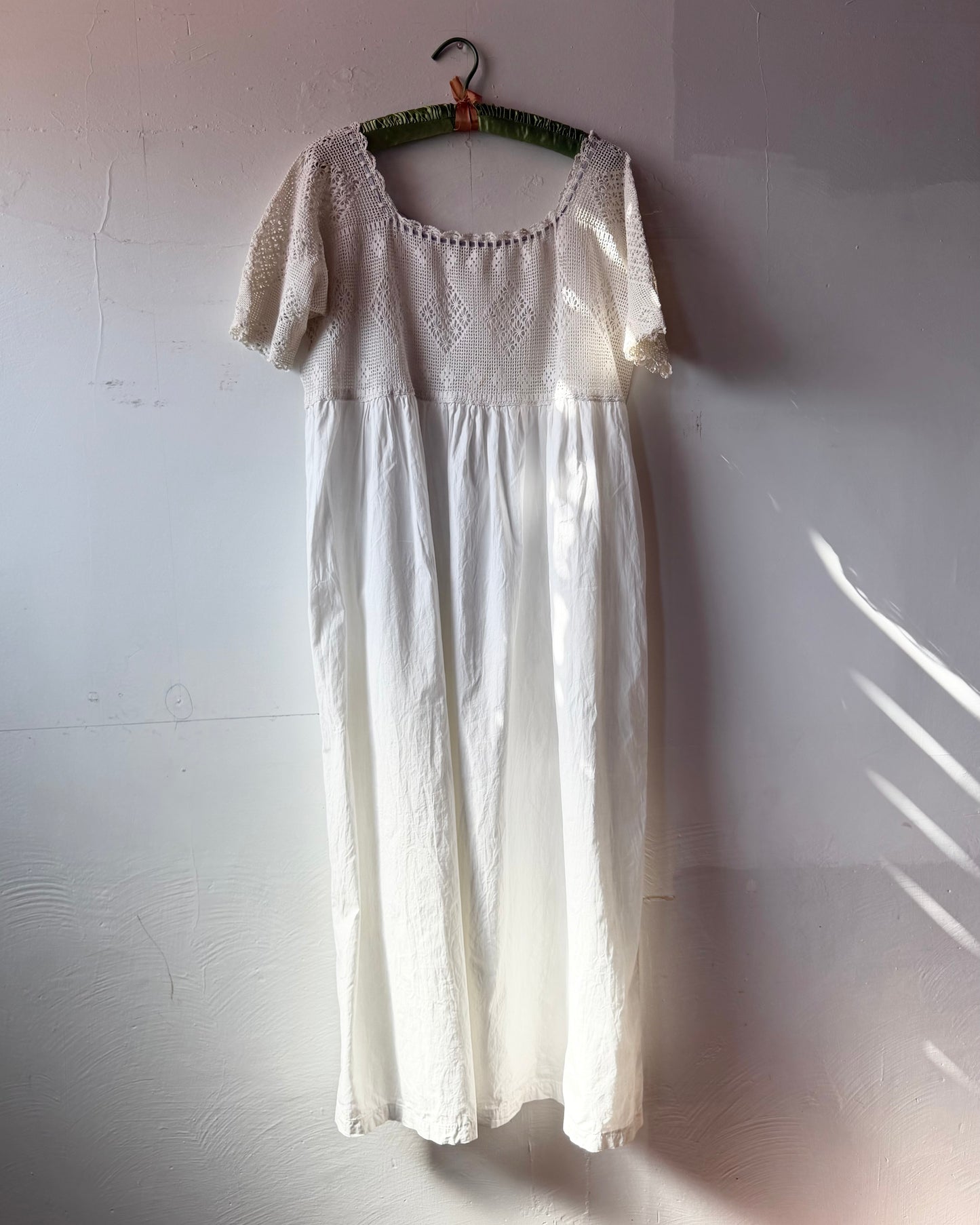 Edwardian Filet Crochet Cotton Dress [L]