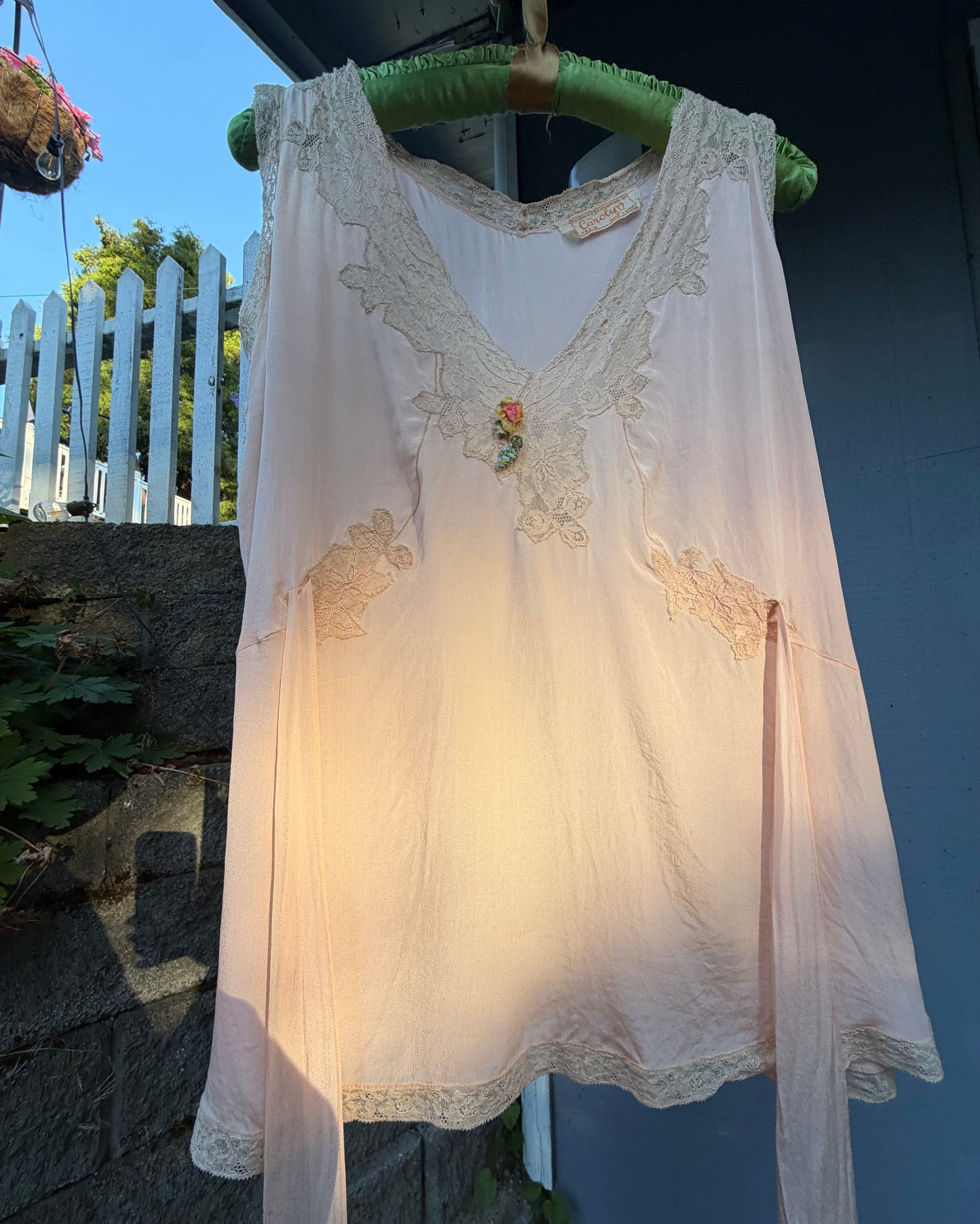 30s Silk Lace Boudoir Blouse [L]