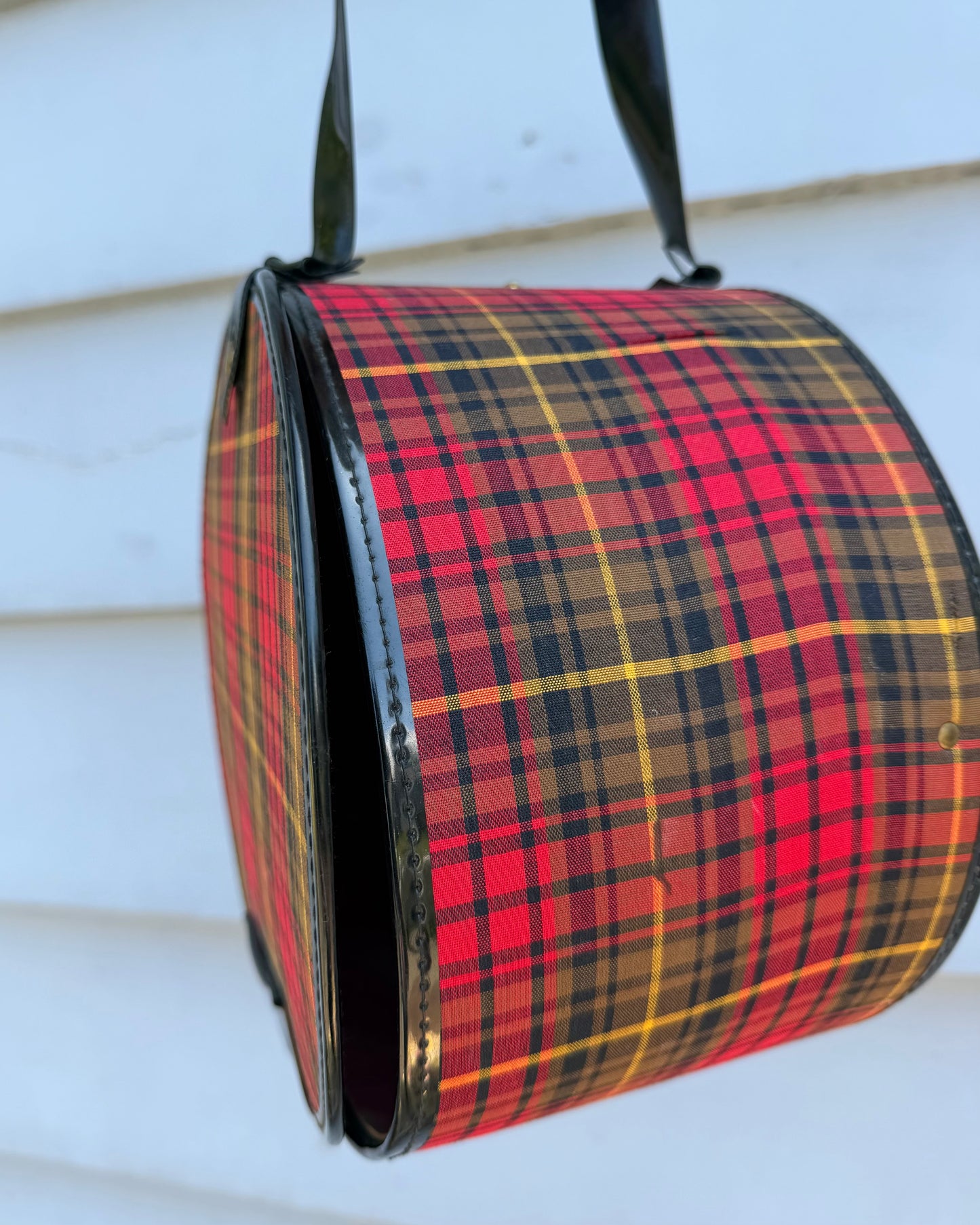 60s Plaid Hatbox Purse