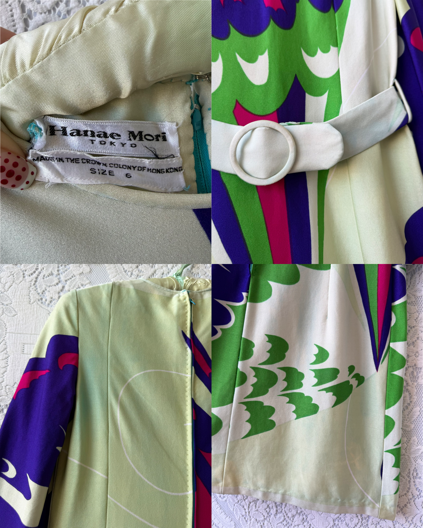 70s Hanae Mori Butterfly Mini Dress [S]