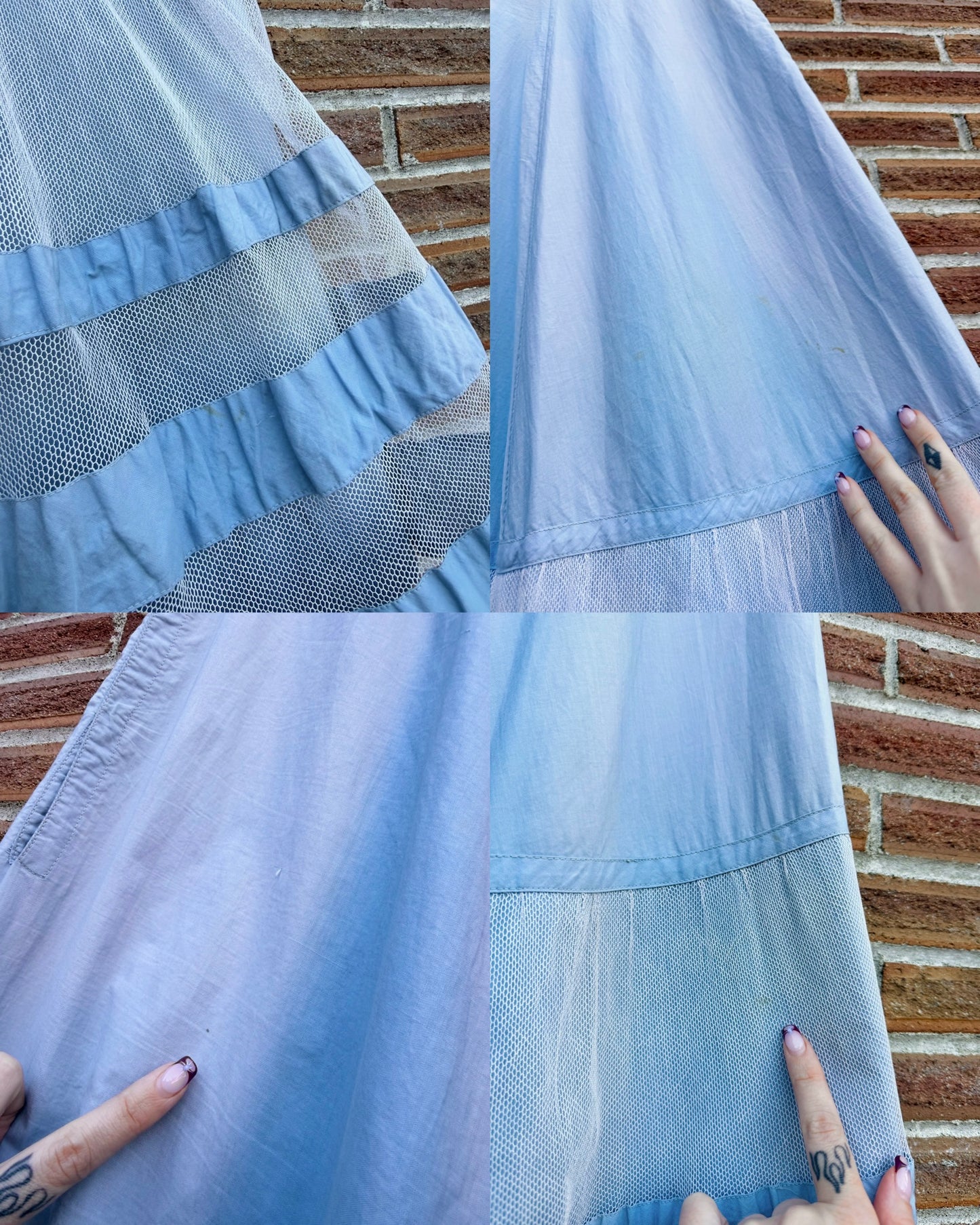 40s Power Blue Cotton Petticoat Skirt [26”]