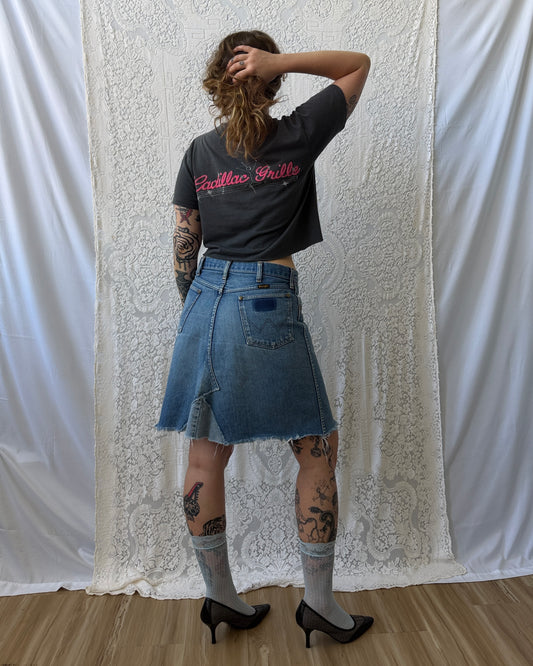 70s DIY Wrangler Denim Skirt [M/L]