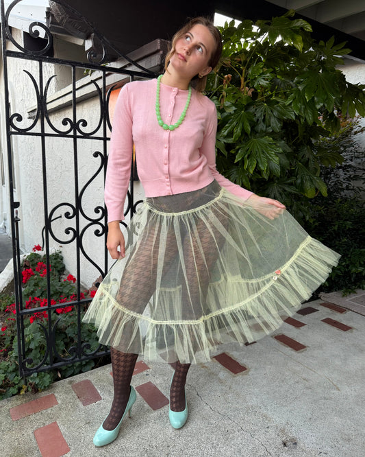 50s Butter Yellow Net Crinoline Skirt [S]
