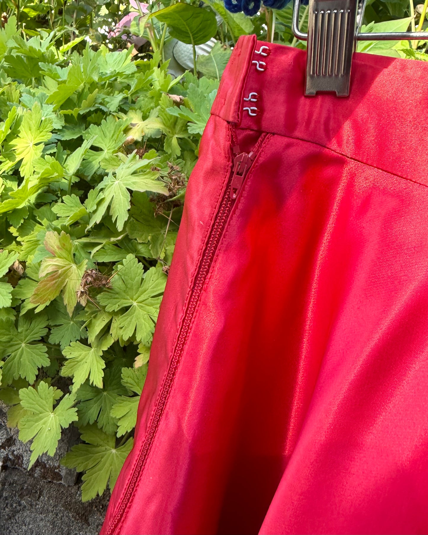 60s Cherry Red Satin Circle Skirt [28"]
