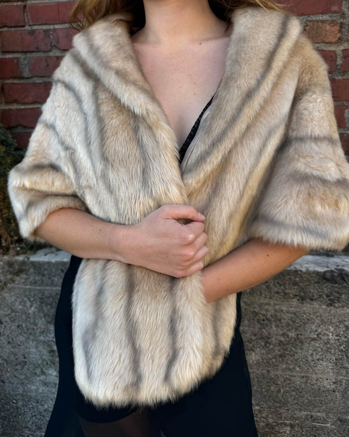 70s Blonde Faux Fur Stole [OSFM]