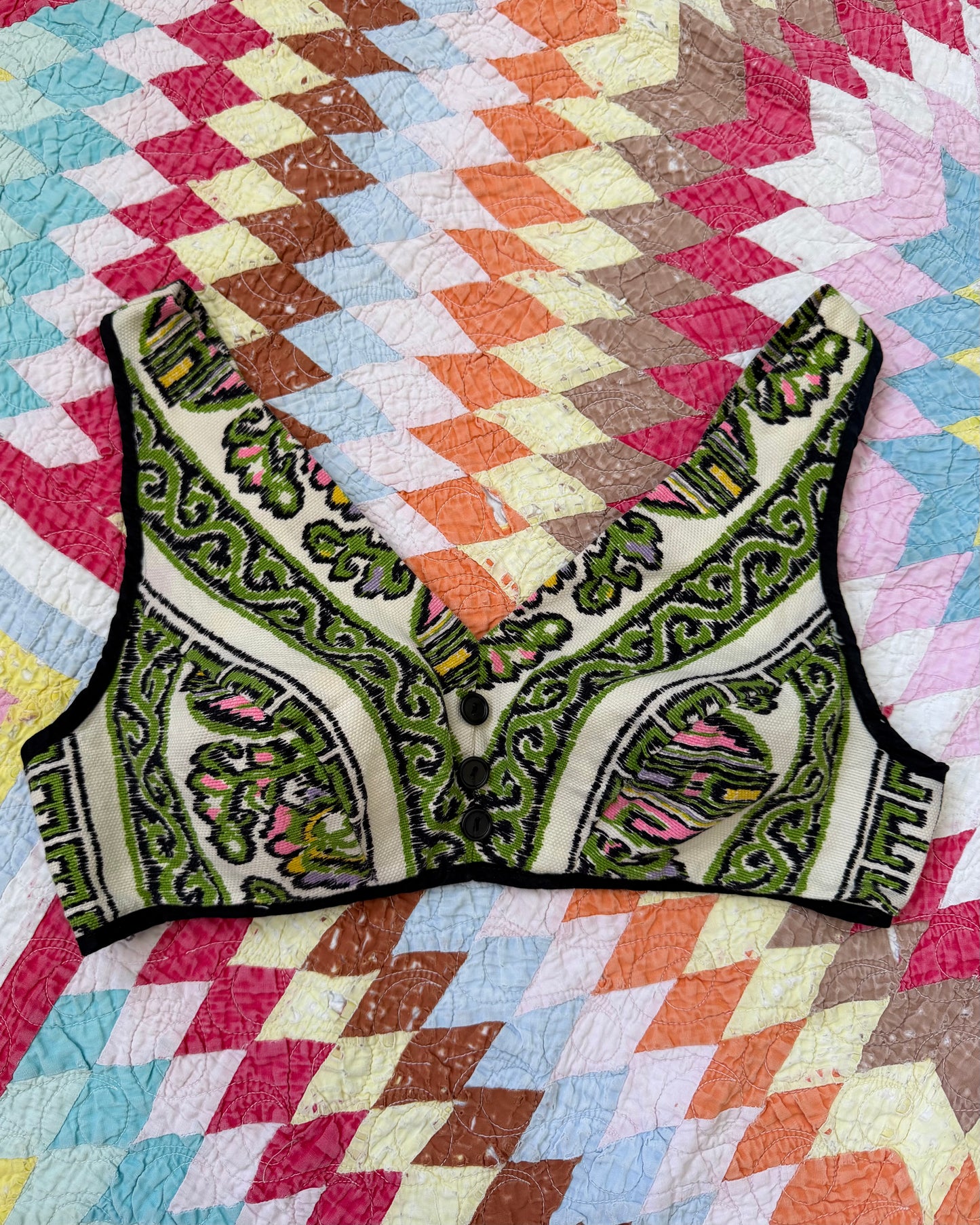 60s Cotton Tapestry Bikini Top [S/M]