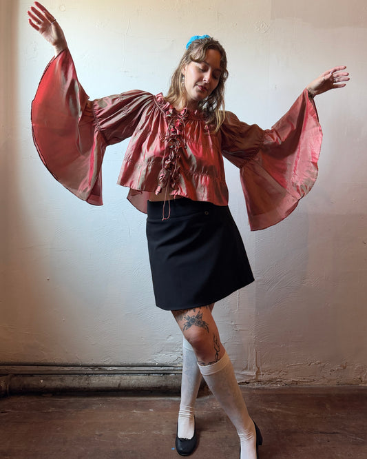 00s Iridescent Trumpet Sleeve Fairy Blouse [L/XL]