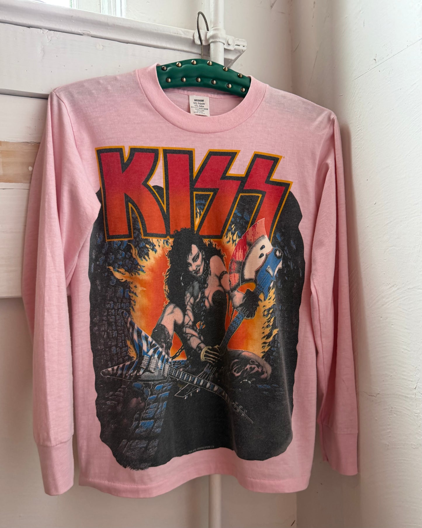 80s KISS ‘Slave Girl’ Pink Longsleeve Tour Tee [S]
