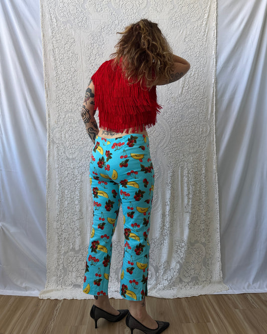 80s Red Silk Fringe Vest [S-L]
