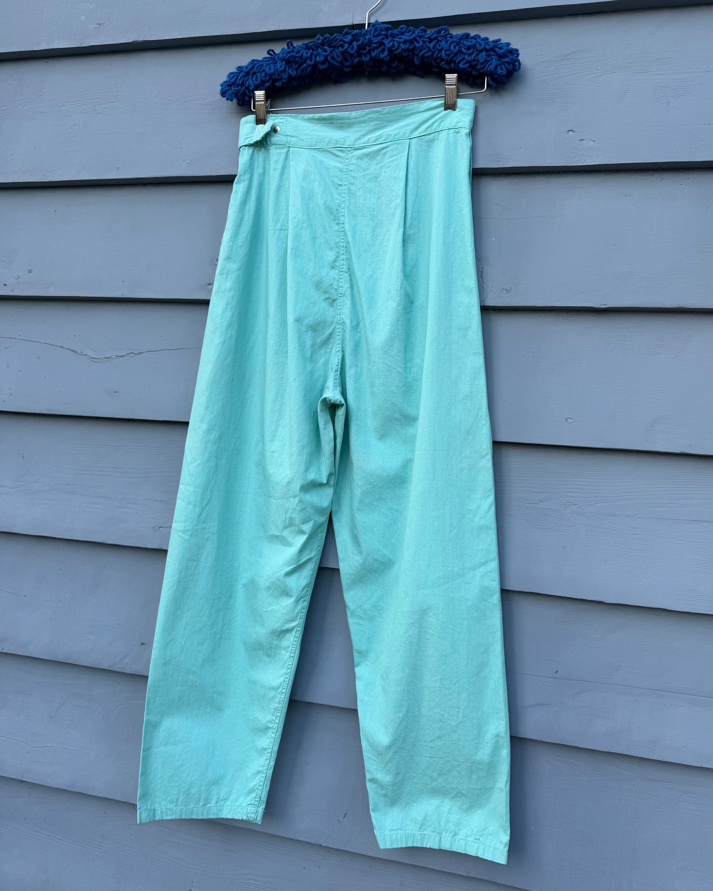 40s Mint Cotton Pleated Trousers [S/M]