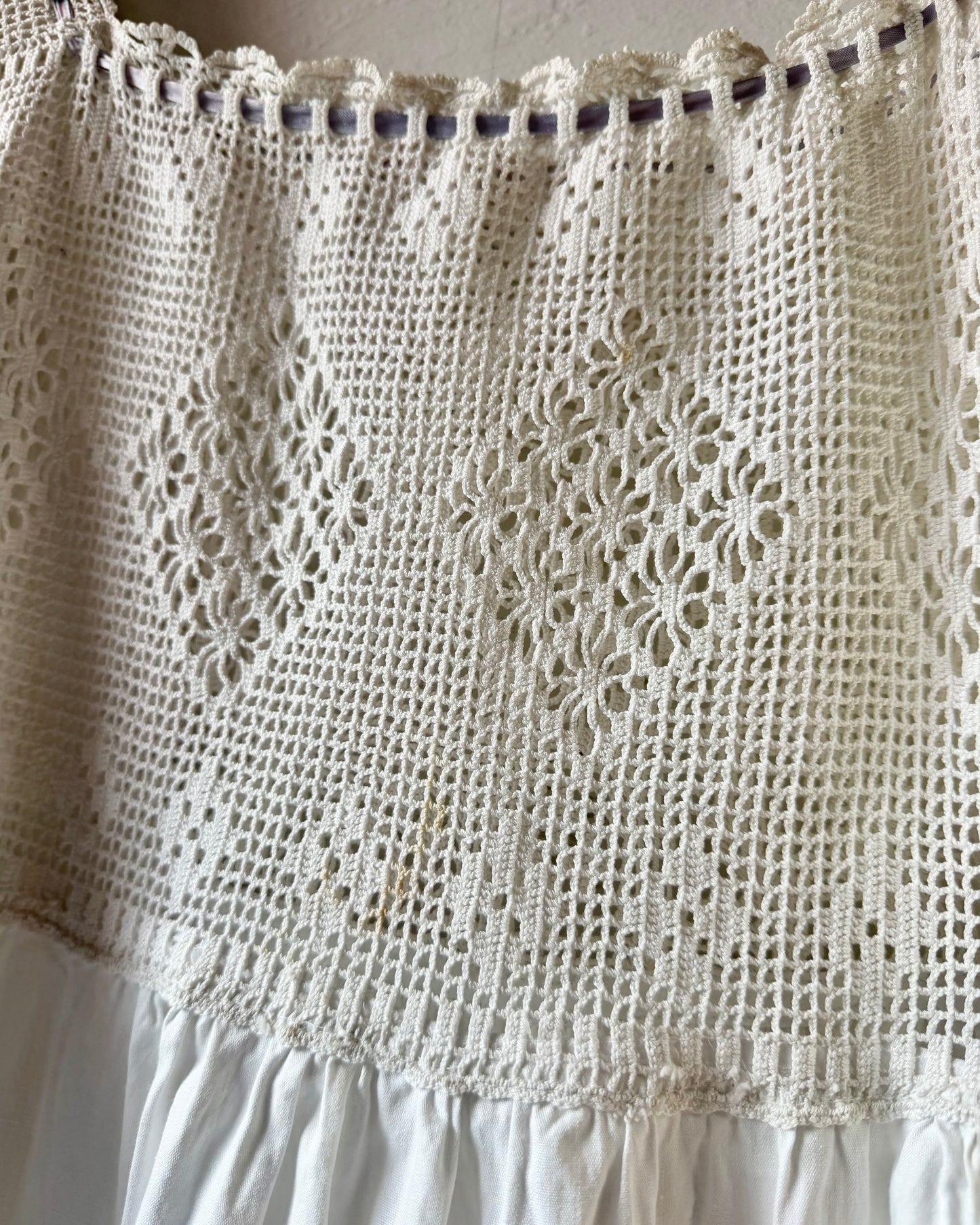 Edwardian Filet Crochet Cotton Dress [L]
