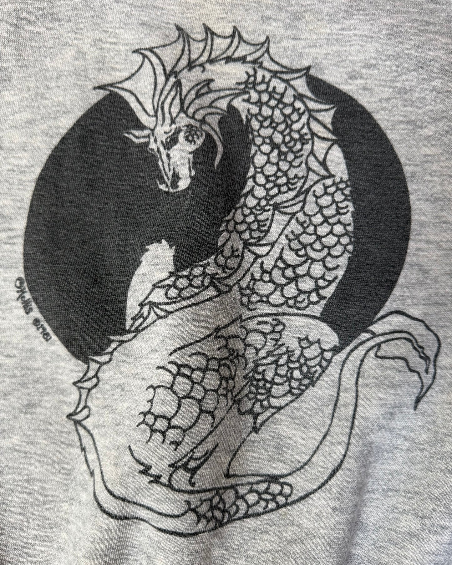 80s Dragon Art Sleeveless Sweatshirt [L]