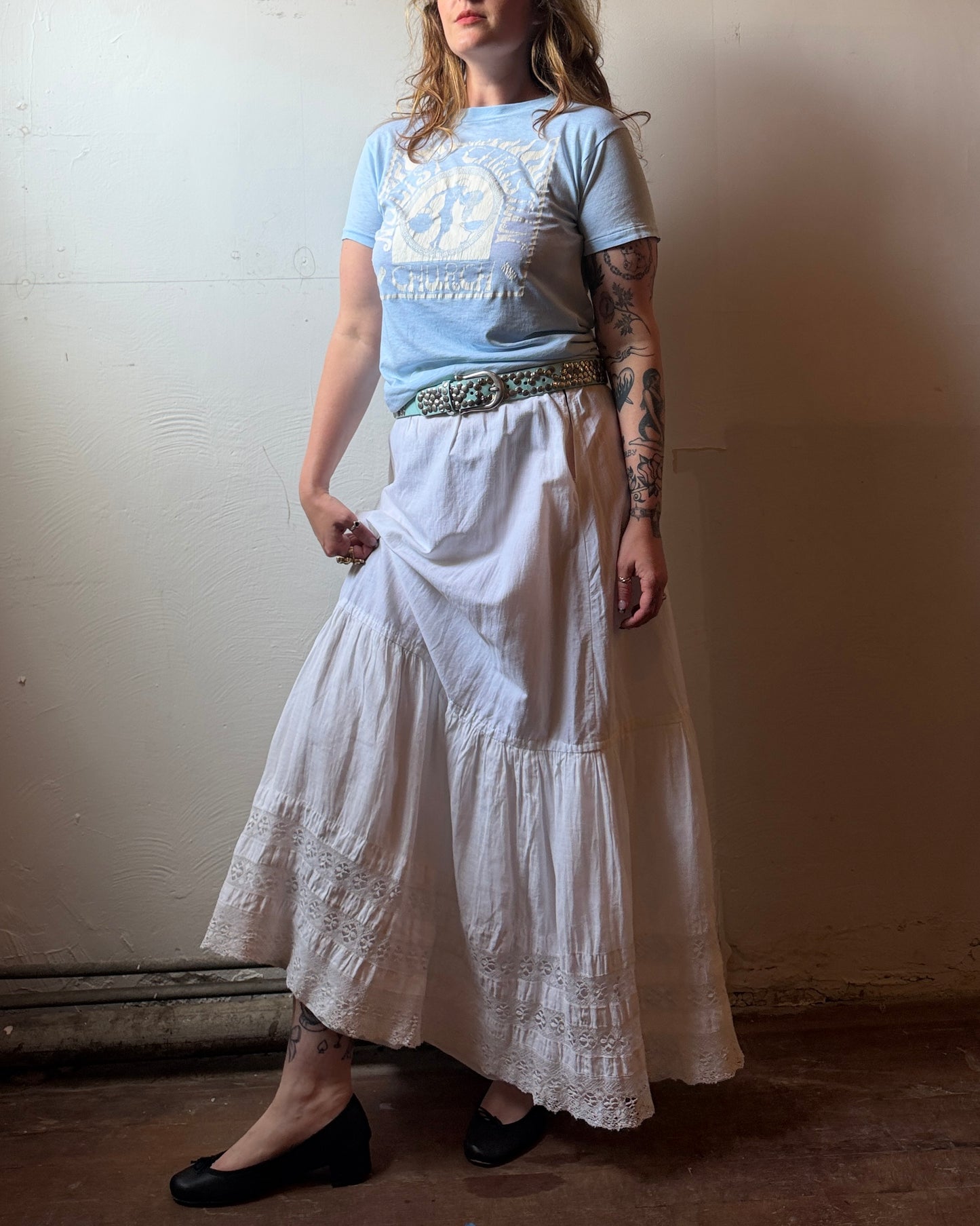 Edwardian Cotton Lace Insert Skirt [33”]