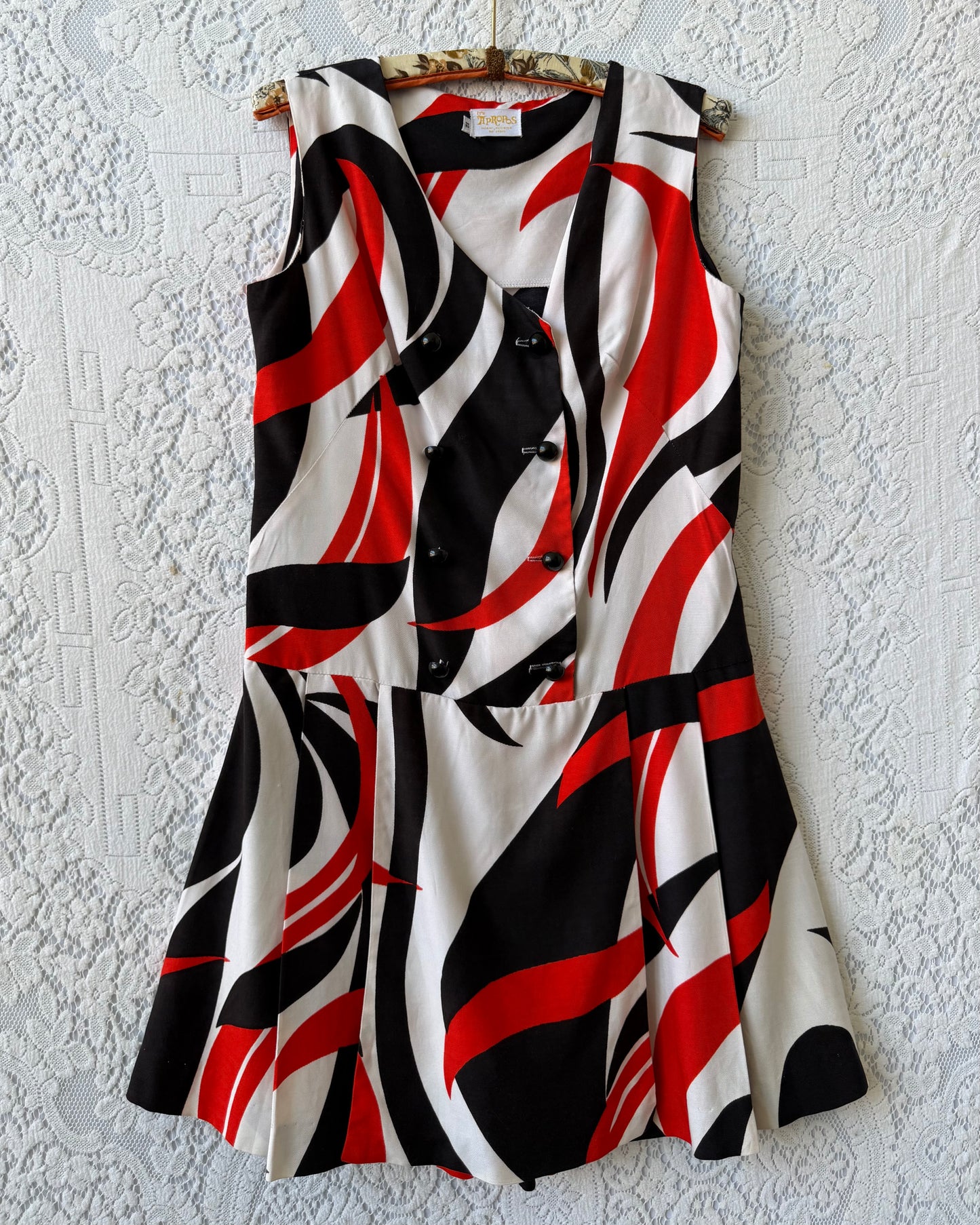 60s Black + Red Scooter Dress [M]
