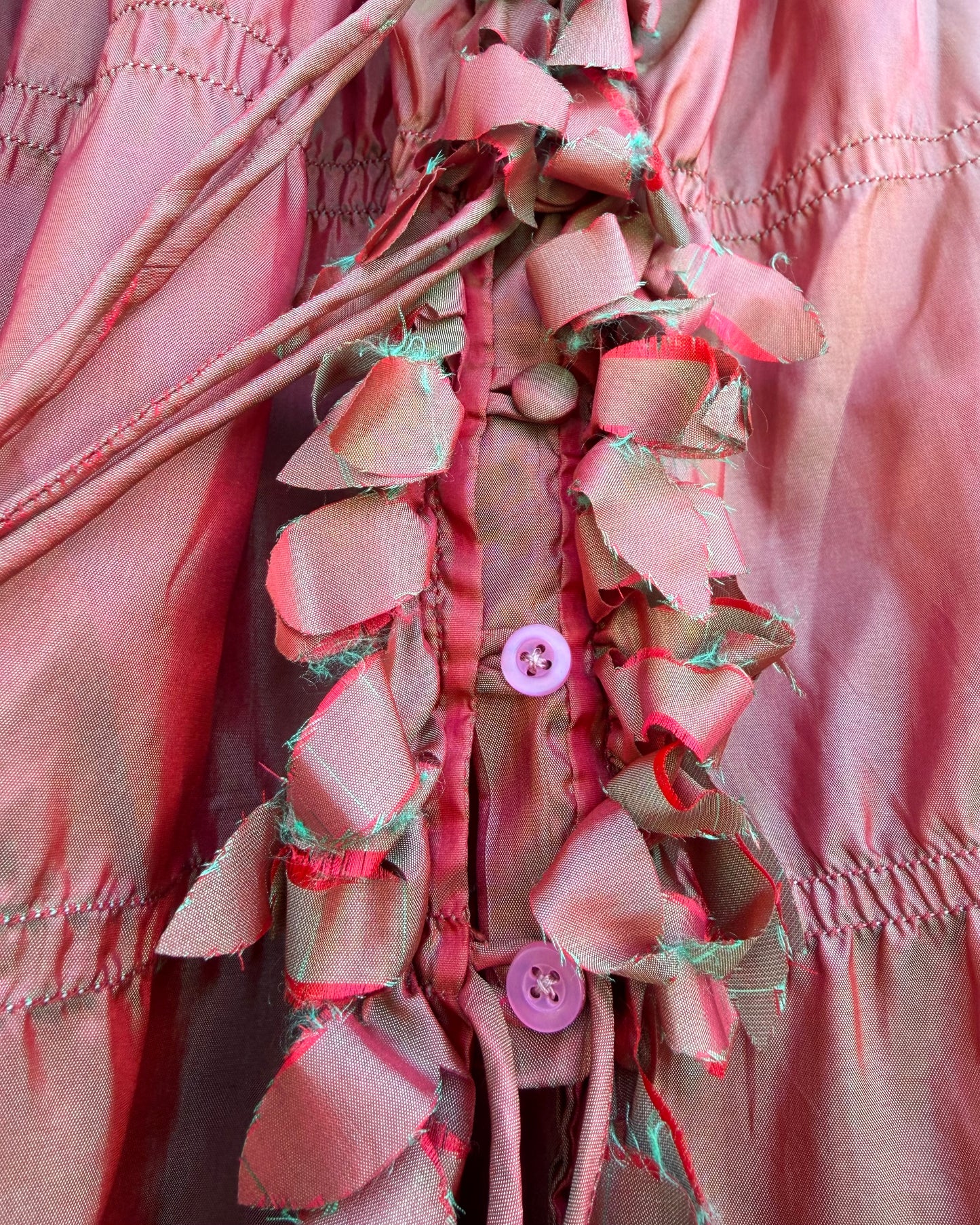 00s Iridescent Trumpet Sleeve Fairy Blouse [L/XL]