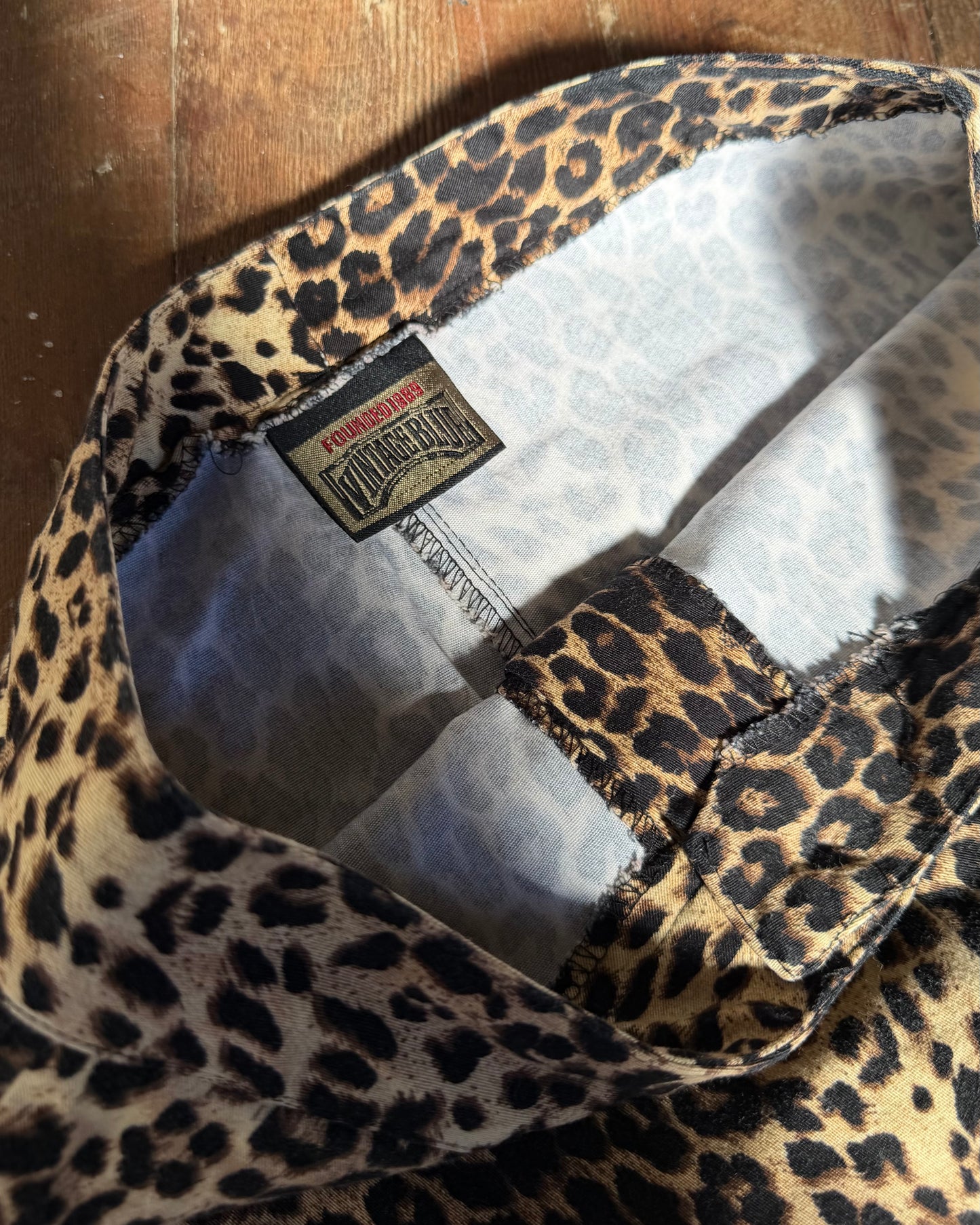 90s Leopard Print Cotton Stretch Pants [S/M]