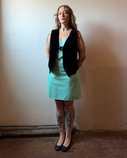 90s does 70s Renaissance Revival Velvet Buckle Vest [L/XL]