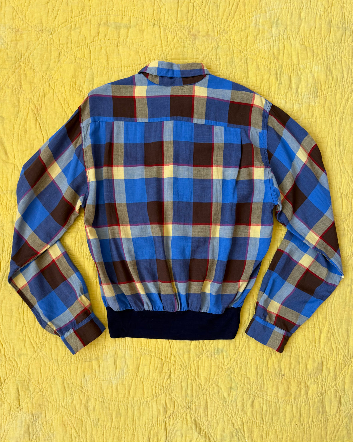 50s Pilgrim Plaid Rayon Gaucho Shirt [M]