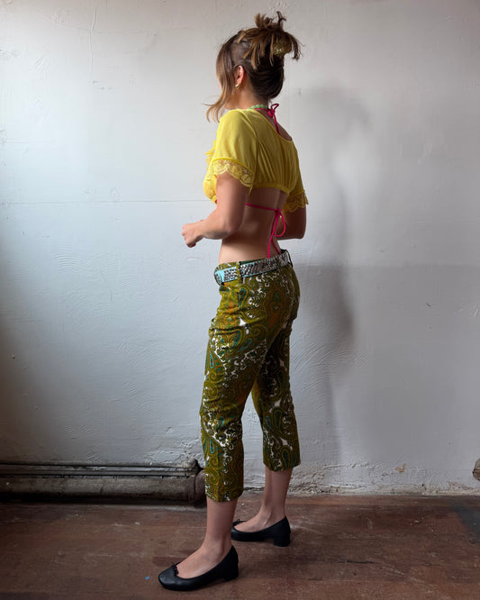 60s Paisley Kick Flare Capris [S/M]