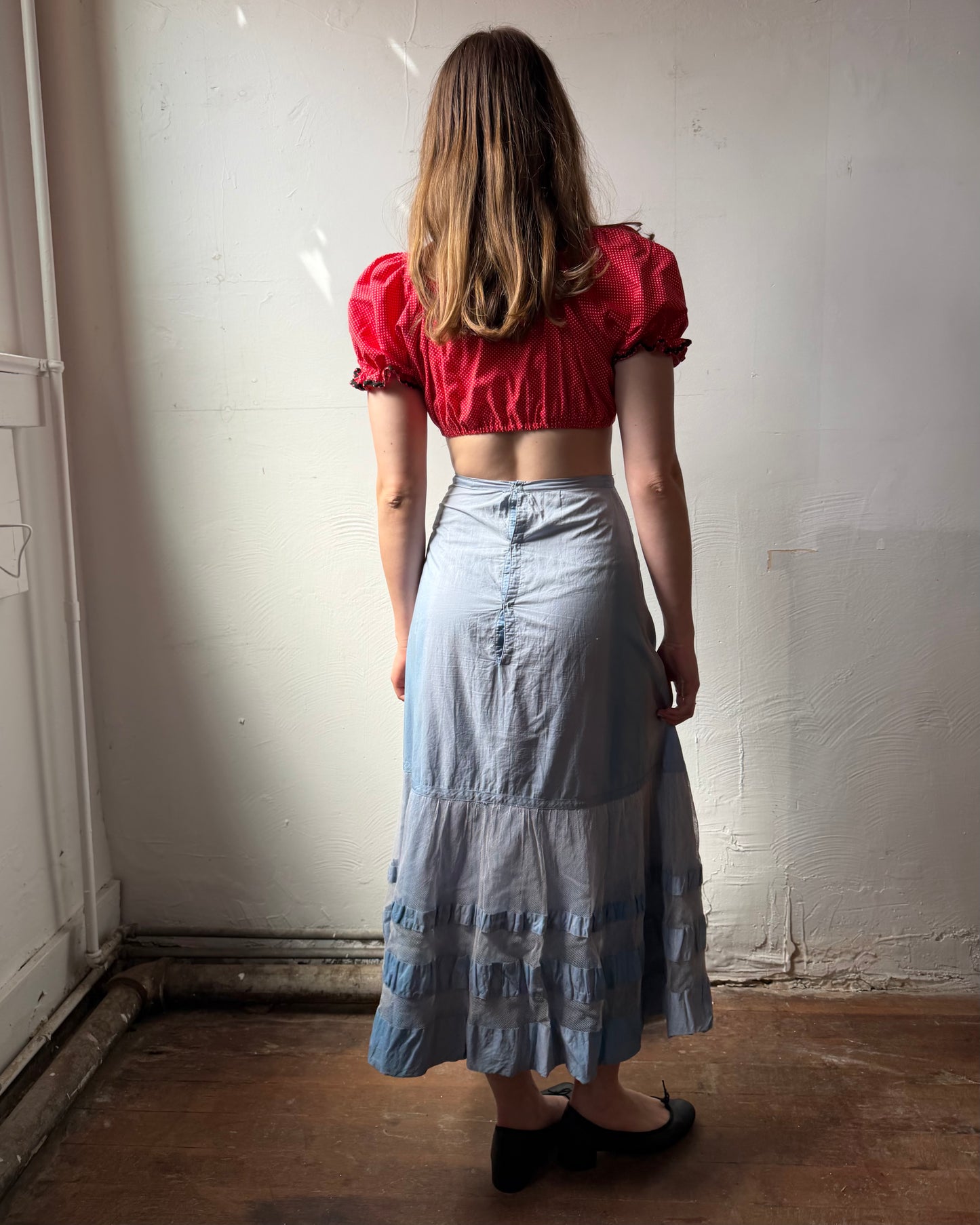 40s Power Blue Cotton Petticoat Skirt [26”]