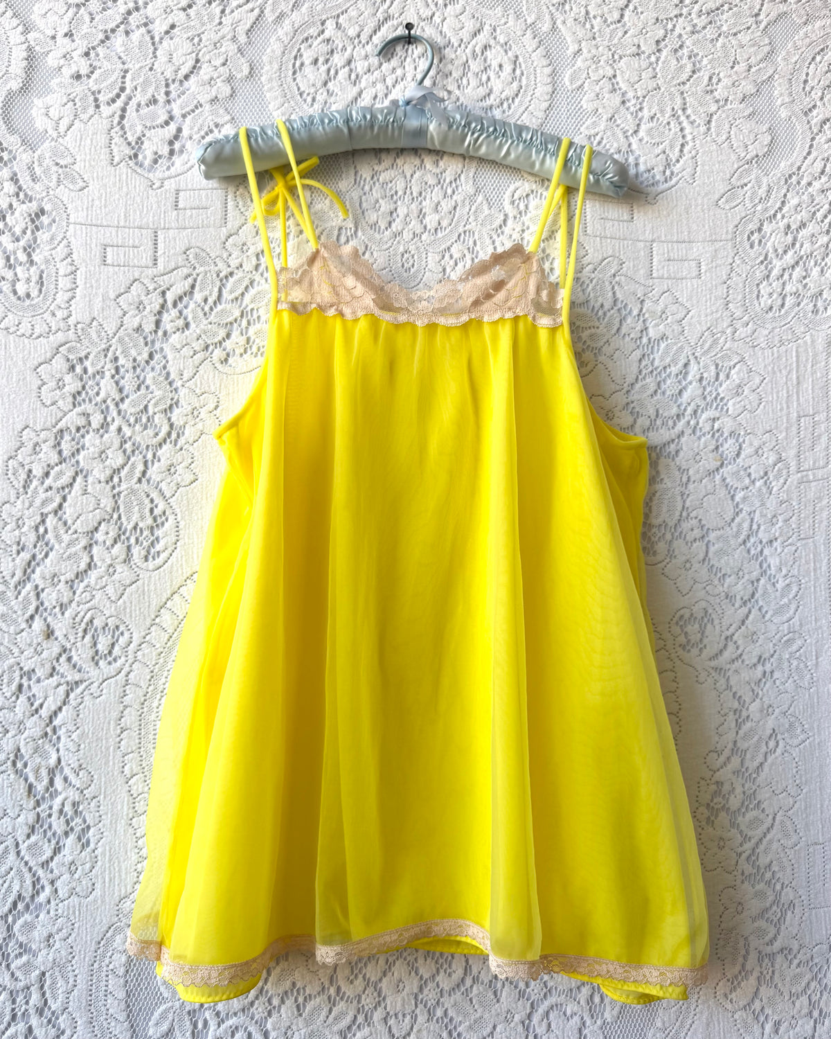 60s Yellow Lace Babydoll Top [M/L]