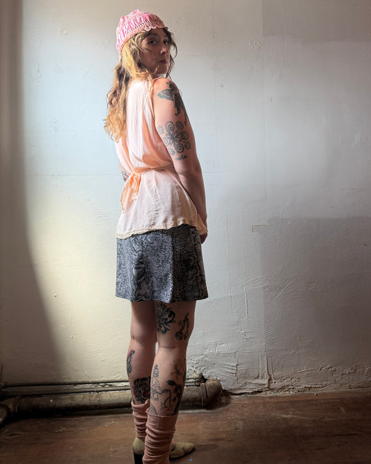 30s Silk Lace Boudoir Blouse [L]