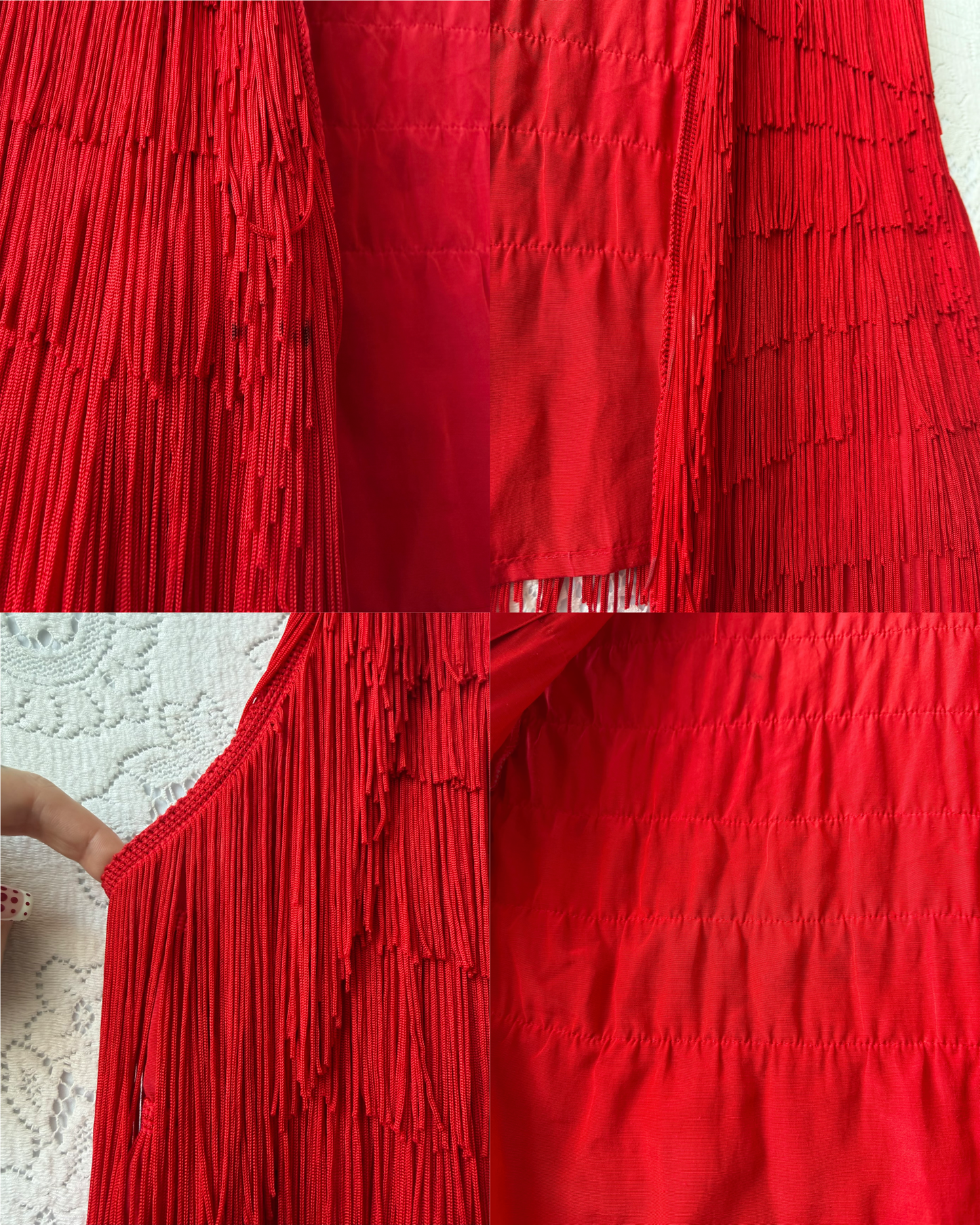 80s Red Silk Fringe Vest [S-L]