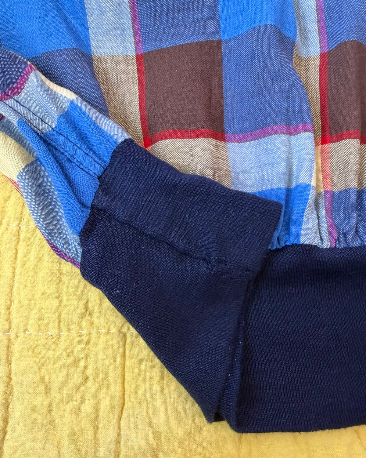 50s Pilgrim Plaid Rayon Gaucho Shirt [M]