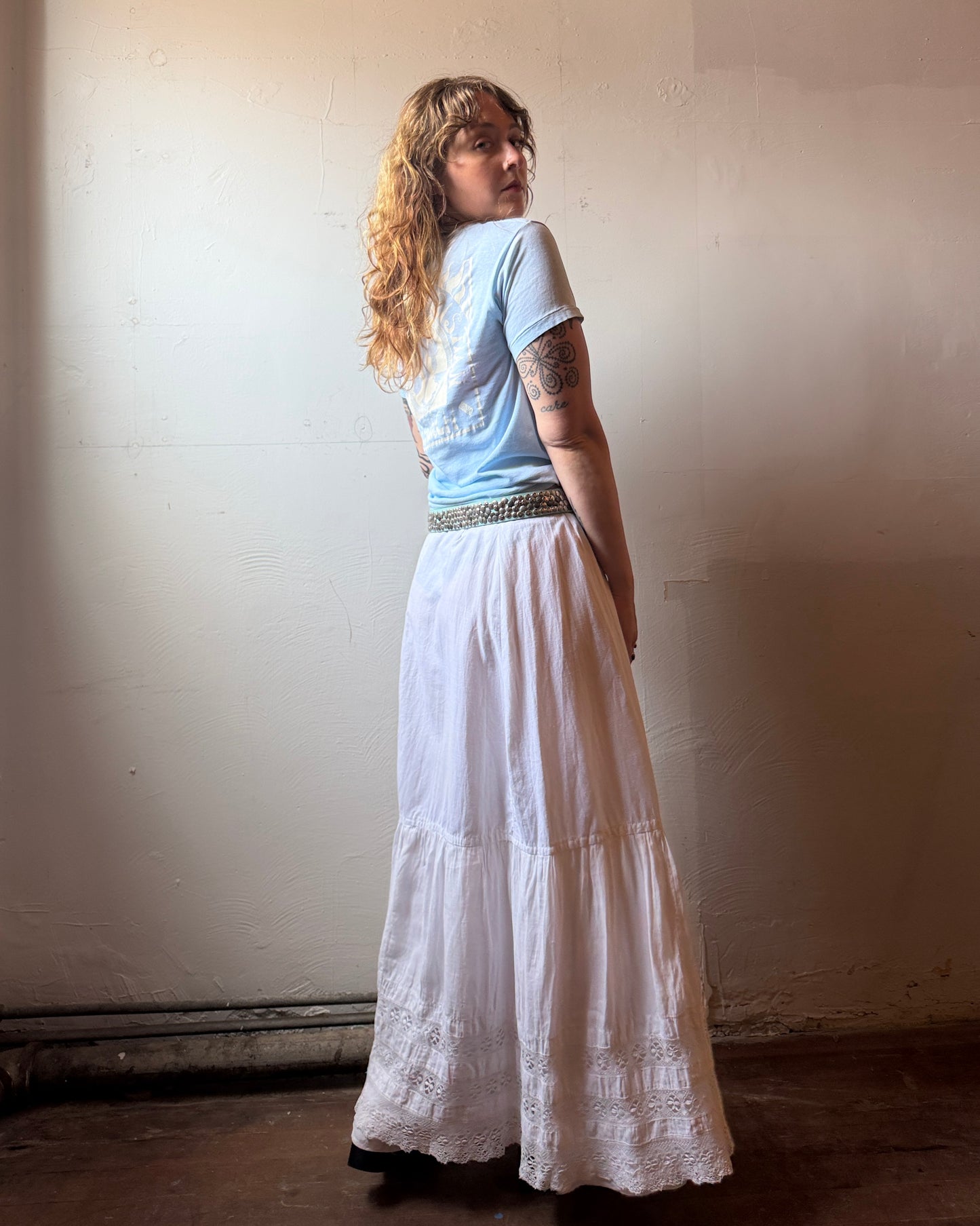 Edwardian Cotton Lace Insert Skirt [33”]