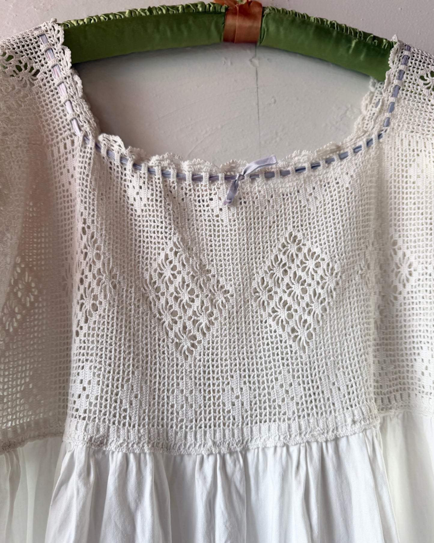 Edwardian Filet Crochet Cotton Dress [L]