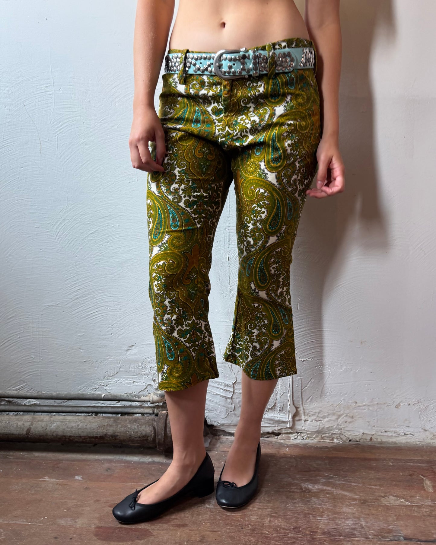 60s Paisley Kick Flare Capris [S/M]