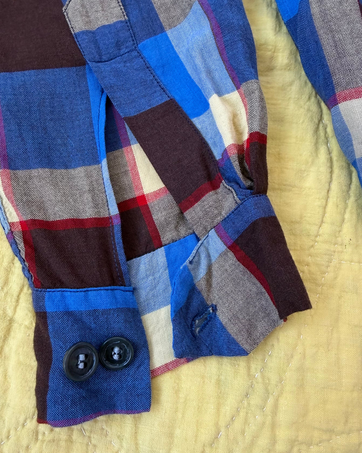 50s Pilgrim Plaid Rayon Gaucho Shirt [M]
