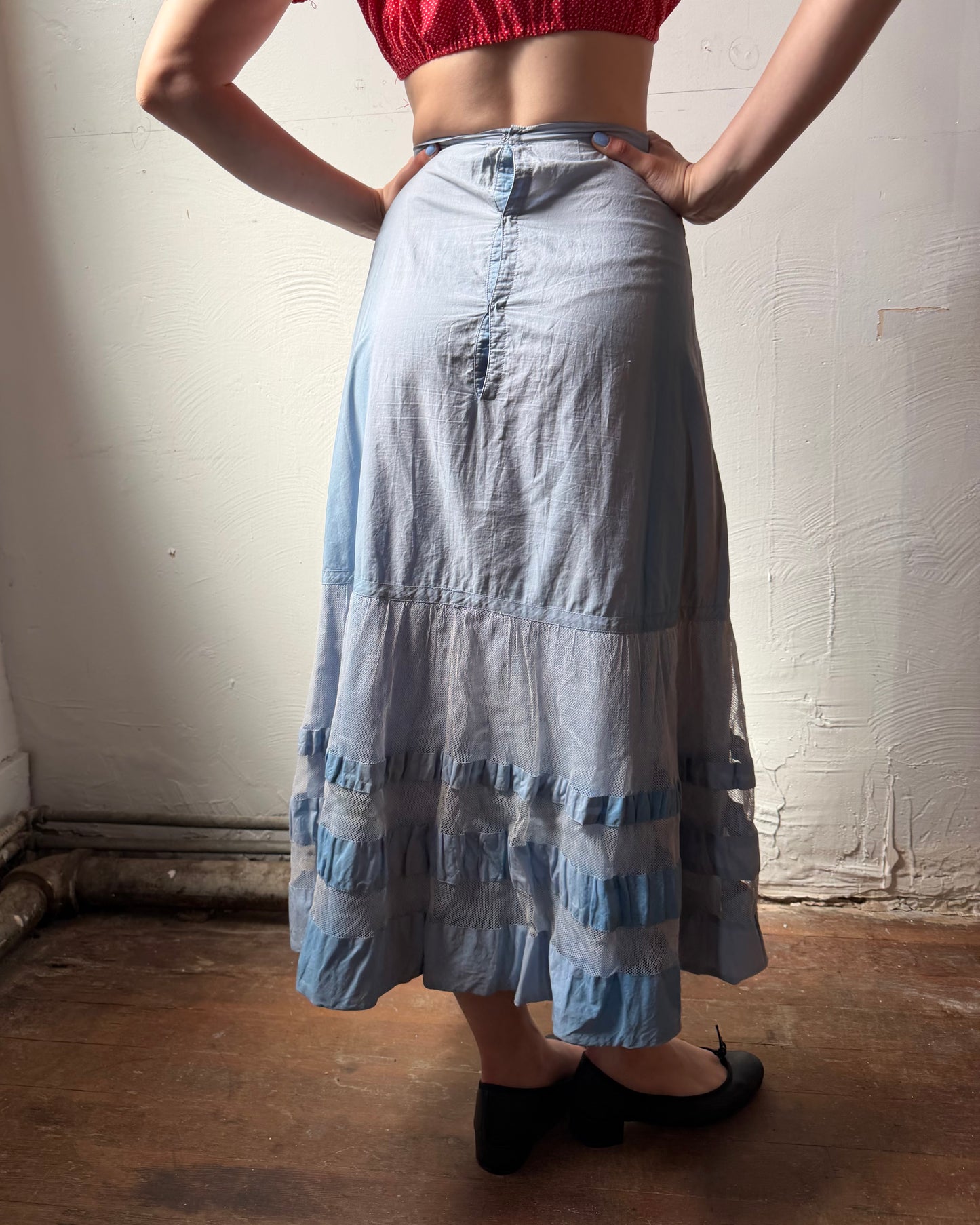 40s Power Blue Cotton Petticoat Skirt [26”]